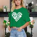 St Patricks Day Shirt Women Luck Shamrock Shirts Cute Saint Patricks Day Crop Top Irish Raglan Shirt (Green, M)