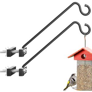 12-Inch 2 Pack Deck Bird Feeder Hanger for Railing, Outdoor Decor Plant Hanger, Balcony Railing Hook - 22LB Capacity - for Hanging Plants, Bird Feeders, Lanterns, Wind Chimes