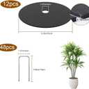 5mm Thick Felt Mulch Tree Ring Mat - Cat & Dog Resistant Plant Protector with Ground Stakes, Indoor/Outdoor Waterproof Weed Barrier for Potted Plants -12.6in(12pcs*Tree Ring+48pcs* Stakes)