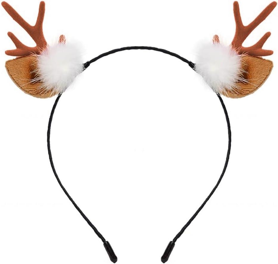 LOVINSHOW Reindeer Ears Antler Headband Fawn Horn Hair Hoop Christmas Costume Accessory (Reindeer Antlers)