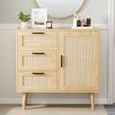 Modern Storage Cabinet, Free Standing Buffet Cabinet, Black Sideboard and Buffet Storage, Wood Accent Cabinet for Living Room, Hallway, Entryway, Dining Room