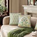 Spring Floral Block Print Pillow Cover, Euro Shams Decorative Pillow Covers 18x18 for Couch Sofa Bed Living Room, Blue Bloom