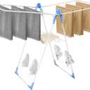 Foldable Gullwing Clothes Drying Rack Free Standing Indoor Outdoor Airer | Height Adjustable Wings Large Laundry Airer with Shoe Rack for Balcony Laundry Room