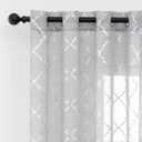 Kotile Silver Sheer Curtains 95 Inches Long 2 Panels Metallic Moroccan Ogee Pattern Silver Grey Sheer Curtains for Living Room, Grommet Light Filtering Privacy Sheer Window Curtains, W52 x L95 Inch