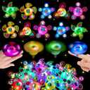 24PCS LED Light Up Fidget Spinner Rings Glow Party Favors Bulk for Kids 4-8 8-12 Summer Goodie Bags Pinata Stuffers Carnival Prizes Treasure Box Toys for Classroom Birthday Return Gifts for Boys Girls