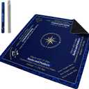 Mahjong Mat for Table 32.7''32.7'', American Mah Jongg Mat with Rules,Rolled-Shipping Crease-Free Waterproof Non-Slip Neoprene Mahjong Table Mat, Noise-Reducing Gaming Mat(Blue)