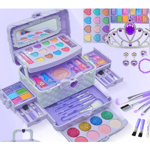 Kids Makeup Kit for Girls - Washable Play Set for Dress Up, Non-Toxic Cosmetic Kit, Birthday Gift for Children 3-12 Years Old