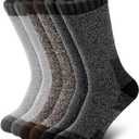 Senker Fashion Merino Wool Socks for Men Women, Hiking Thermal Warm Thick Crew Sock for Winter Outdoors Work 3 Pairs (Medium, Black Brown Grey)