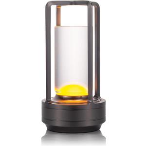 Portable Metal Table Lamp for Indoor/Outdoor ,Rechargeable Cordless LED Lamp, 3-Colour Infinitely Dimming Battery Powered Small Desk Lamp, Restaurant/Bedroom/Bar/Coffee Shop/Camping Light (Grey) (Gray)