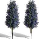 MGWILL 3FT Artificial Lavender Topiary Tree, Set of 2 Artificial Shrubs Fake Bushes with Spike, Faux Lavender Plants for Porch, Artificial Plants for Outdoor Planters Indoor UV Resistant