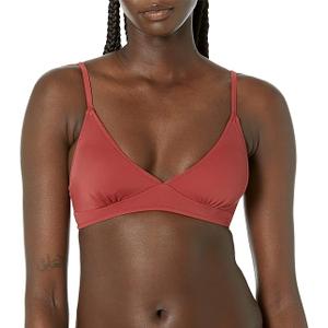Amazon Essentials Women's Light-Support Classic Bikini Swimsuit Top, Brick Red, Medium