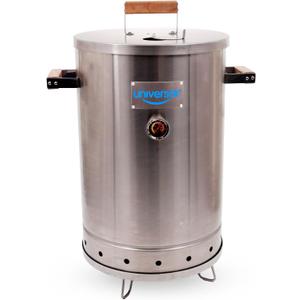 Universal 20-pound Stainless Steel (25-servings) Charcoal Barrel Smoker with Thermometer & Airlock system - 20.5"x 29.6" x 15.5", 2 in 1 Vertical Grill and Smoker, Slow Cooking Barrel