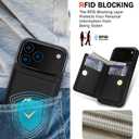 TIANLI Compatible with iPhone 17 Pro Max Wallet Case with Card Holder, 360° Rotation Ring Kickstand RFID Blocking PU Leather Double Magnetic Clasp Shockproof Cover for Women Man, Black