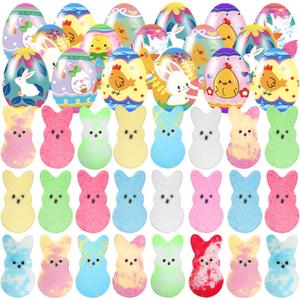 24 Pcs Easter Eggs with Bunny Bath Bombs Inside PreFilled Easter Eggs with Bunny Bubble Bath Toys for Kids Girls Boys Easter Eggs Hunt Easter Basket Stuffers Party Favors Gifts