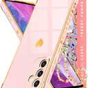 Likiyami for Samsung Galaxy S25 - Women Girly Cute Girls Love Heart Design with Chain & Lanyard Cover Soft TPU Bumper Stylish Pretty Plating Luxury Aesthetic for Galaxy S25 Case, Fen 2 PACK
