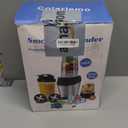 12-Piece Smoothie Blender Maker 25,000 RPM Personal Blender for Ice Crushing Smoothies & Frozen Drinks Nuts with 23oz, 32oz, 37oz Portable Cups Two 6-Leaf Stainless Steel Blades, Silver