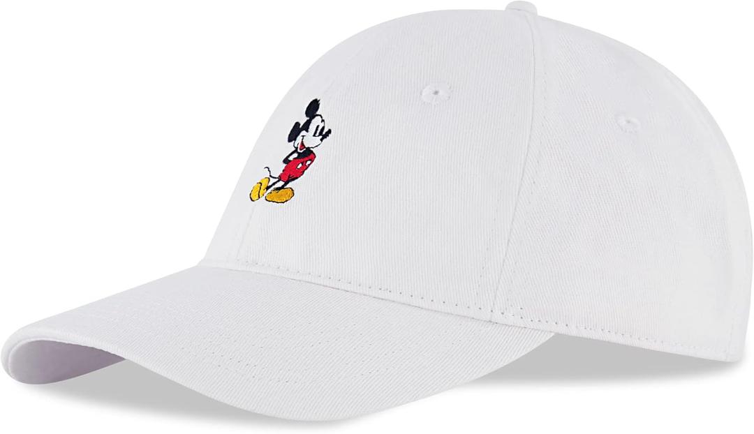 Disney Men's Baseball Cap, Mickey Mouse Adjustable Hat for Adult (White)