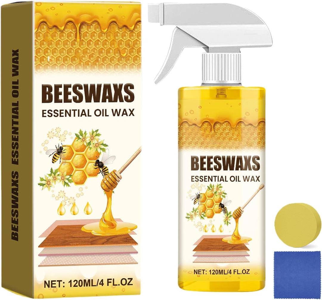 2 x 1Pcs Natural Beeswax Spray, Beeswaxs Essential Oil Wax, Beeswax Wood Polish,Furniture Polish, Wood Cleaner Repairing and Care Spray, Restores Shine & Removes Scratches.