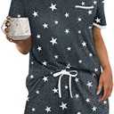 Ekouaer Pajama Top for Women Lounge Short Sleeve Top, Soft Sleepwear, 2XL