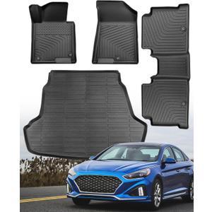 for Hyundai Sonata Floor Mats 2015 2016 2017 2018 2019,Floor Mats for Kia Optima 2016-2019,All Weather Floor Mats Trunk Mats Full Set Cargo Liners Accessories (4PCS)