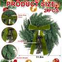 Chuangdi 2 Pcs Small Norfolk Wreath with Cypress Cow Bells and Velvet Ribbon Bow 11.8 Christmas Kitchen Cabinet Mini Wreaths Faux Pine Greenery Winter Wreath for Xmas Table Cabinets Kitchen Windows