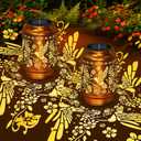 Solar Lanterns Outdoor Waterproof Hummingbird Hanging Solar Lantern Metal Patio Yard Garden Decoration Gifts for Mom Grandma 2 Packs