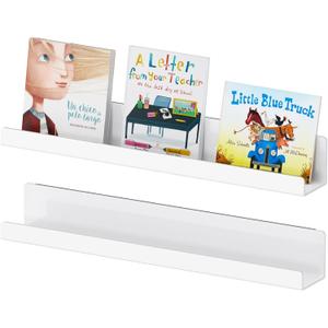 Carmanon Magnetic Book Shelf for Whiteboard, Reusable Acrylic Book Display Shelf with Strong Adsorption Capacity, Magnetic Book Holder for Classroom Refrigerator Office Teacher Kids, White