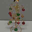 VICASKY Desktop Holiday Tree Ornament Metal Christmas Decoration Rotatable Calendar Xmas Ornaments Realistic Display Stand Gold Table Decor Tabletop Mini Trees (11.40X3.73 Inch)