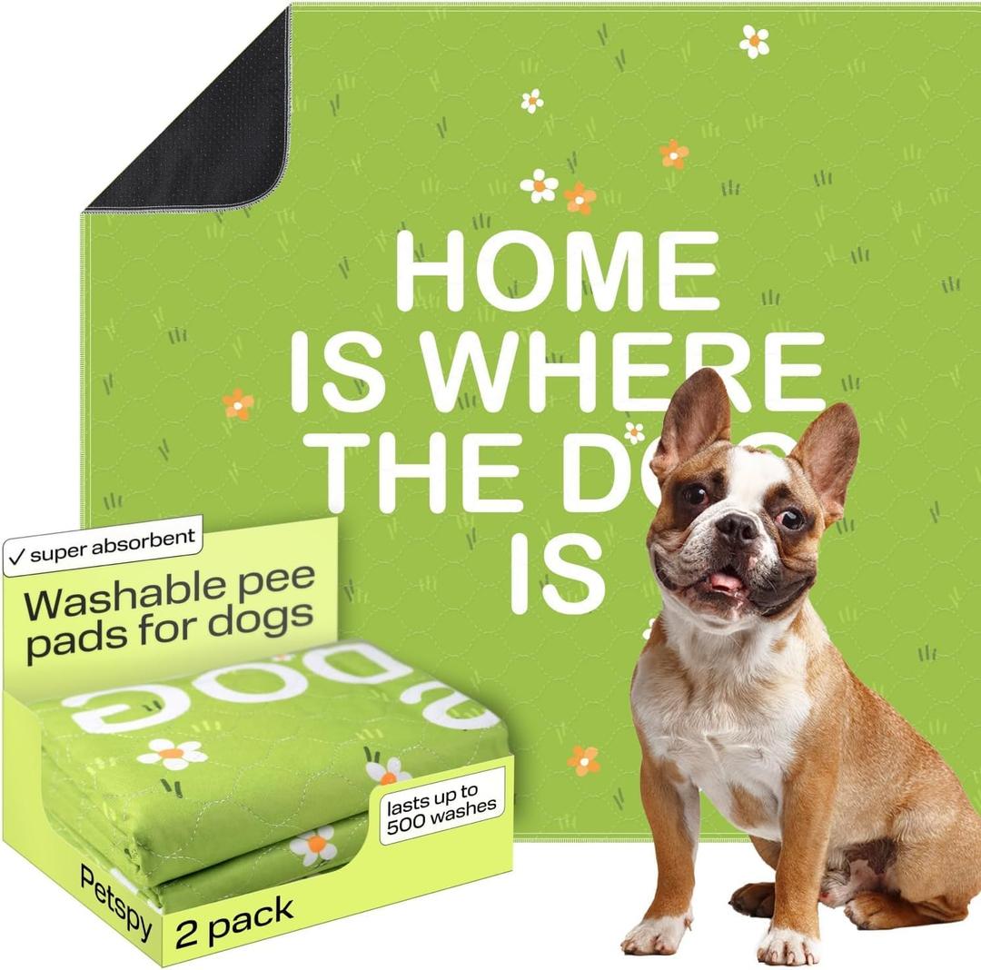 PetSpy Washable Pee Pads for Dogs - Waterproof Reusable Puppy Pads No-Slip Surface - Stylish Dog Potty Training Pads Protect Against Leakage (Grass, 1 Pack - 72" x 72")