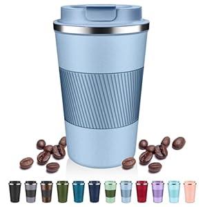 Insulated Coffee Tumblers with Flip Lid 12oz / 17oz, Stainless Steel Travel Coffee Mug Leak Proof, Vacuum Insulated Coffee Mug Thermos Cup, Keeps Cold and Hot for Coffee Tea