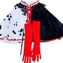 CWDGAGANB Deville Costume Women Black White Devil Accessories Shawl Dalmatian Costume Adult with Red Gloves