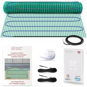WarmlyYours Heated Floor Mat Kit 3 x 5 ft. - Electric Radiant Heating System for Fast, Even Warmth Under Tile, Stone - with UWG5 WiFi LED Touch Thermostat (TempZone Easy Mat)