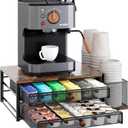 TQVAI K Cup Holder - 60 Capsule Capacity 2 Tier Sliding Pods Storage Drawer with Disposable Cups & Lids Holder, Coffee Bar Station Organizer for Countertop, Black