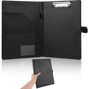 Professional Padfolio, Multi Function Faux Leather Portfolio Binder with Clipboard - Interview Resume Folder, Legal Document, Business Card Holder, for Office, Conference, Interviews (Black)