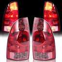 LED Tail Light Assemblies Compatible with 2005-2015 Toyota Tacoma, Left & Right Side Taillights Rear Brake Signals w/Bulbs and Harness, Replaces 81550-04150 81560-04150 (Red)