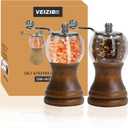 Pepper Mill Set Manual Pepper Mills Classical Hand Shake Wooden Pepper Grinder Set Salt Mills Wooden Pepper Mill Ceramic Blades Metal Handle, Enjoy Fresh Ground Pepper (Walnut color 2pcs-5in)