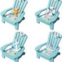 4 Pack Wooden Handmade Mini Chair Ornament Beach Decor Nautical Decoration for Bathroom Bedroom Decor Home Decor Article Home Office Desk, 4 x 3.75 x 3.75 inches (Blue)