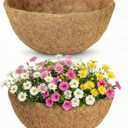 HFHOME 2PCS 14" Round Coco Liner, 14 inch Coco Fiber Replacement Liners for Hanging Basket