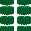 8 Pack Green Round Tablecloth 90 Inch Round Table Cloth, Wrinkle Resistant and Washable Tablecloth Polyester Fabric Table Cloth Round Cover for Dining Wedding Banquet Party