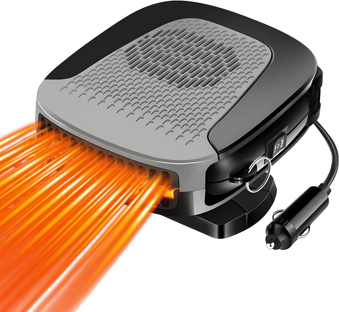 Portable 12V Car Heater & Windshield Defroster, 2-in-1 Heating/Cooling Fan, 360 Rotatable, Multi-angle, Plastic & Ceramic, Daily Use