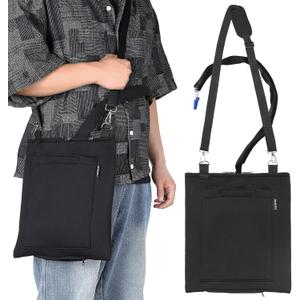 Urine Drainage Bag Holder, Catheter Bag Covers with Zipper Pipe Sleeve & Adjustable Strap, Soft Diving Fabric, Easy Access, Secure & Discreet for Urostomy & Foley Catheter Users-Black
