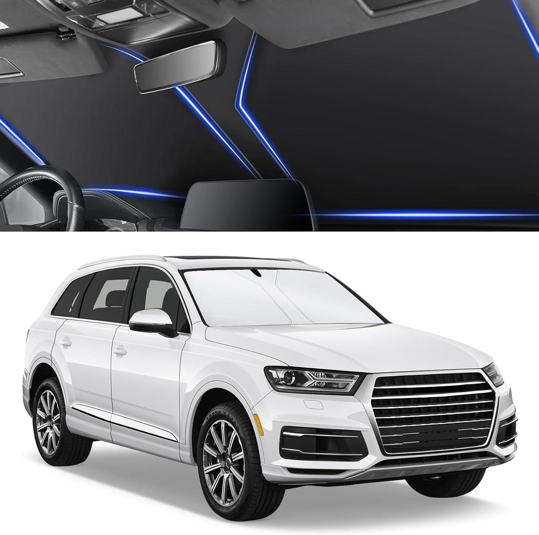 SINGARO 300T Universal Car Windshield Sun Shade, Foldable Reflective for Windshield & Window Shades with Overlapping Design, Car Interior Accessories (55" L x 26.7" W)