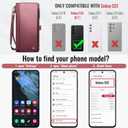 Defencase Compatible with Samsung Galaxy S23 Case Wallet with RFID Blocking Card Holder for Women Men, PU Leather Magnetic Snap Flip Zipper Strap Wallet Phone Case Fit for Galaxy S23 6.1", Wine Red