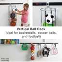 Rubbermaid Garage FastTrack Vertical Ball Rack Satin Nickel Wall Mounted Storage System Holds up to 50 pounds for Home/Garage Silver