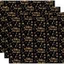 littkeef cliaet Happy New Year Pattern Wrapping Paper Set, 12 Sheets New Year Gift Wrap Black Gold Gift Wrap News Years Party Decoration 20'' x 27''