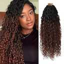 8Packs Goddess Locs Crochet Hair 18Inch Boho Faux Locs,Crochet Loc With Curly Ends River Hippie Bohemian Loc Crochet Hair for Black Women(1B/33, 18inch(Pack of 8))
