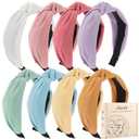 obeoby 8Pcs Girls Headbands, Knotted Headbands for Teen Girls Outdoor Outfit Light Multicolor Series Summer Hairband Mothers Day Gifts for Daughter Hair Accessories Trendy Stuff