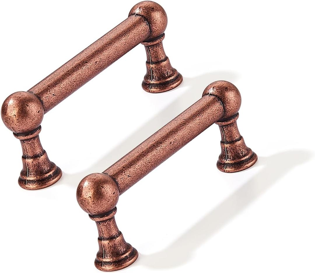 10 Pack 3 Inch Solid Kitchen Cabinet Handles Antique Copper Heavy Duty Cabinet Pulls Drawer Pulls Cabinet Hardware Kitchen Handles for Cabinets Cupboard Handles