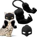 Creative Cat Muscle Arms & Cat Mask 2 Pcs, 3D Cats Arm Printed for Cats Cosplay, Funny Pet Outfit for Halloween Party Decor (Black B)