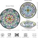 12 pcs Talavera Melamine Dinnerware Set, Service for 4 Melamine Plates and Bowls Set, Unbreakable Dishes Dinnerware Set, Great for RVs, Camping, BPA Free and Dishwasher Safe
